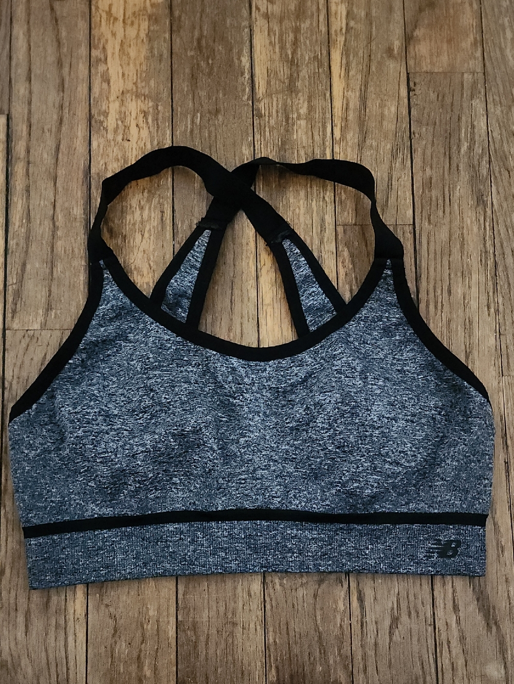 Heather Gray Black Trim Racerback Sports Bra